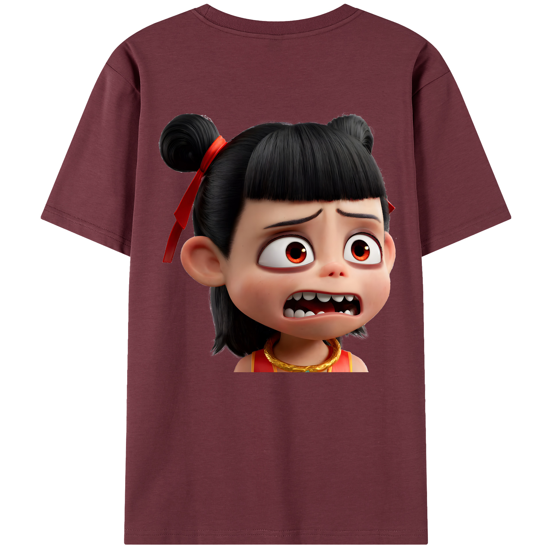 （画像用） Ne Zha 2 ナタ 魔童の大暴れ 綿100％半袖Tシャツ（背面プリント）